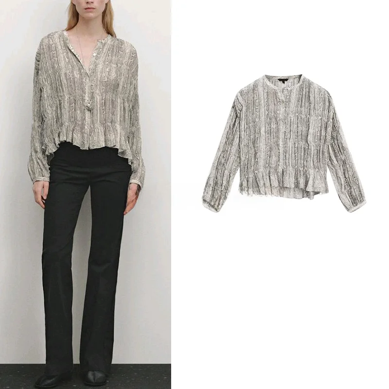 Casual Snake Print Long Sve round Ne irt Women's Spring Summer New Sle Loose Fit Commute Sle Polyester Fiber 00%