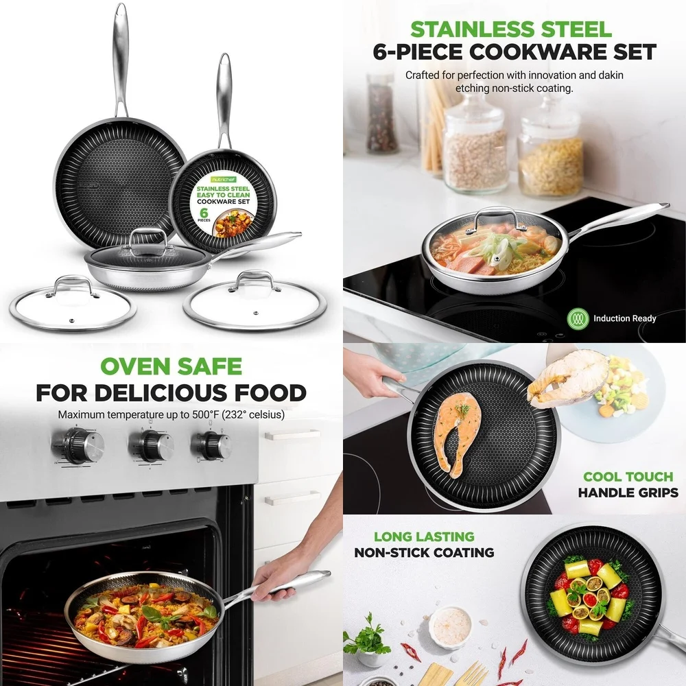 

Cookware Sets6 Piece Non Stick Tri Ply Cookware Set PFOA PFOS Free Lightweight 14 1lb