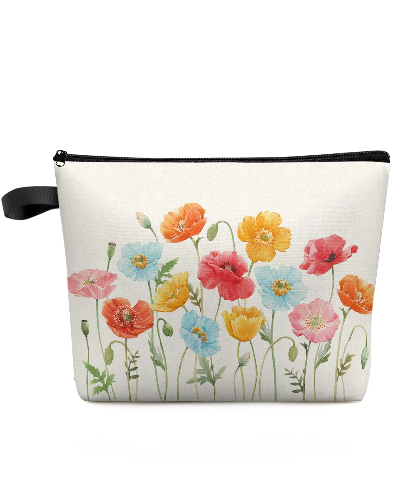 

Watercolor Poppy Flower Texture Cosmetic Bag Clutch Bridesmaid Outdoor Travel Beauty Makeup Bag Party Lipstick Bag