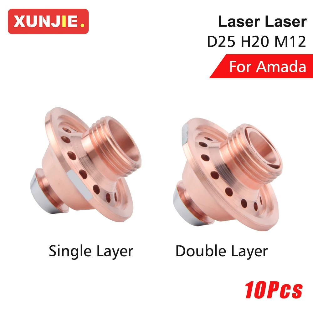 

XUNJIE 10Pcs/Lot Amada D25 H20 M12 High-Speed Cutting Nozzle Water Cooler Nozzle for Amada Laser Cutting Head Accessories