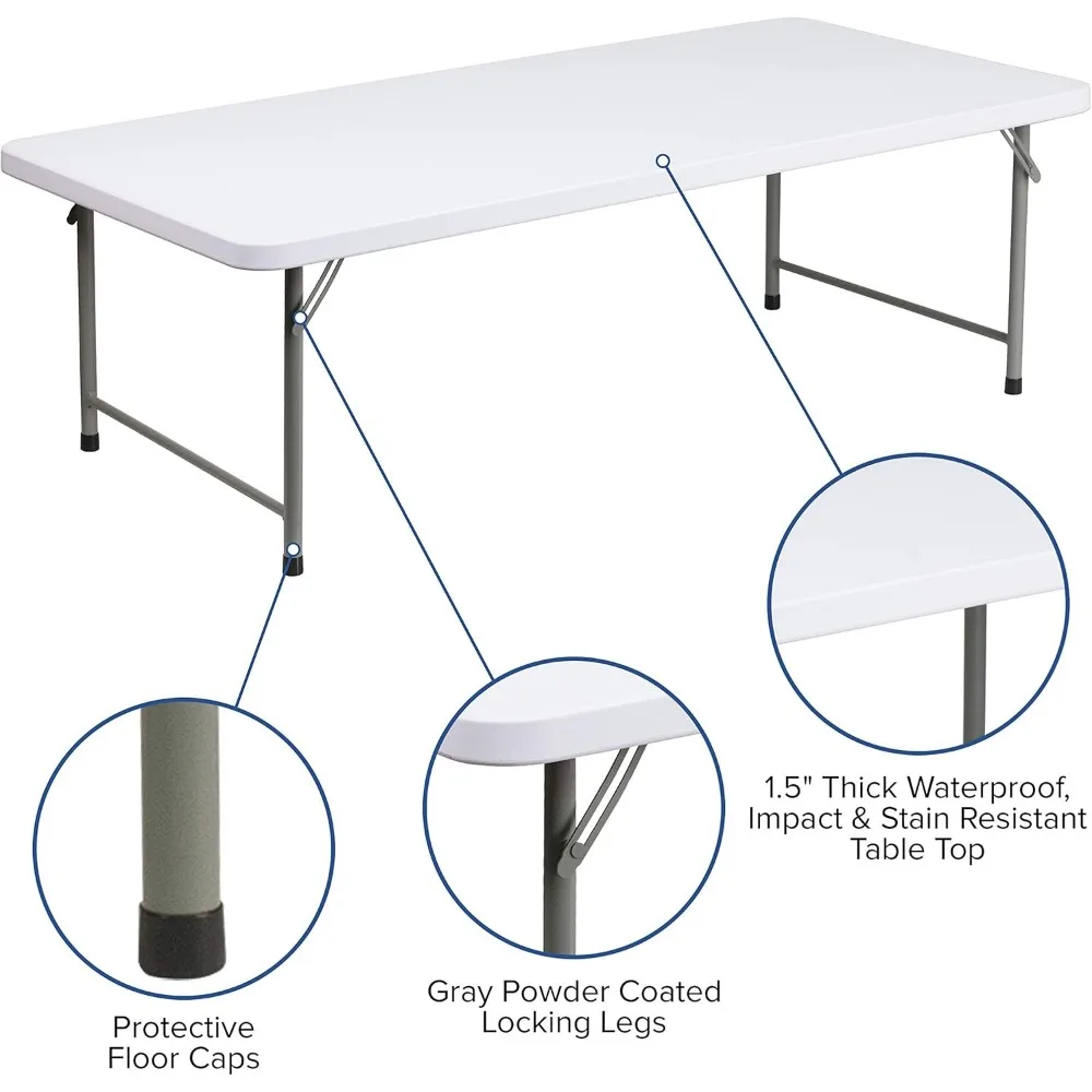 4.93' Classroom Activity Table for School and Home, Heavy-Duty Rectangular Plastic Activity Table for Kids, White