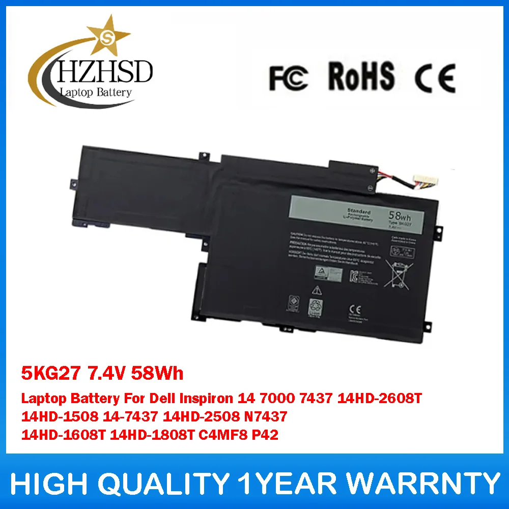 5 кг27 7,4 В 58 Втч аккумулятор для ноутбука Dell Inspiron 14 7000 7437 14HD-2608T 14HD-1508 14-7437 14HD-2508 N7437 14HD-1608T 14HD-1808T