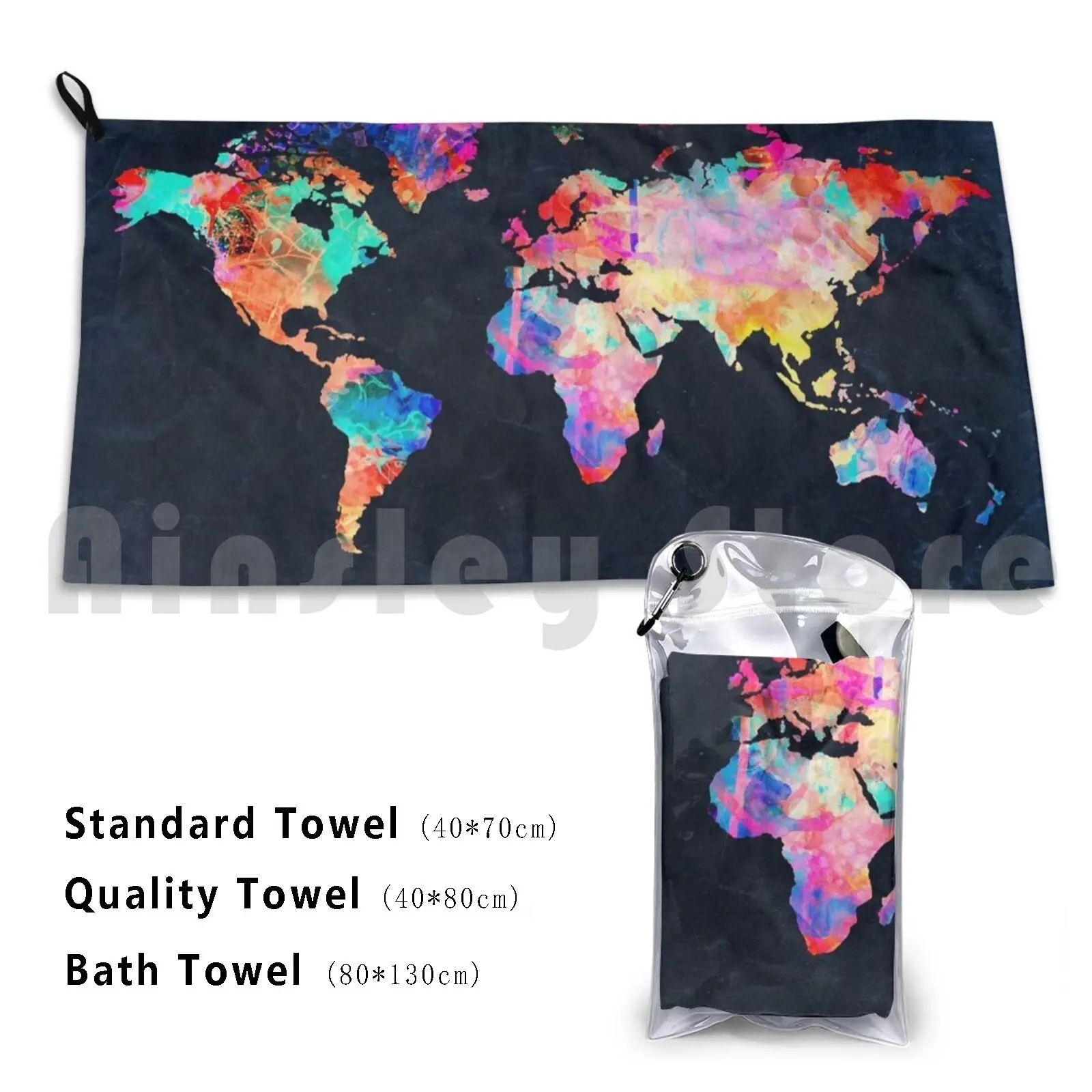 World Map Watercolor 2 Bath Towel Beach Cushion World Map Map Of The World Global Map Map Art Map Watercolor