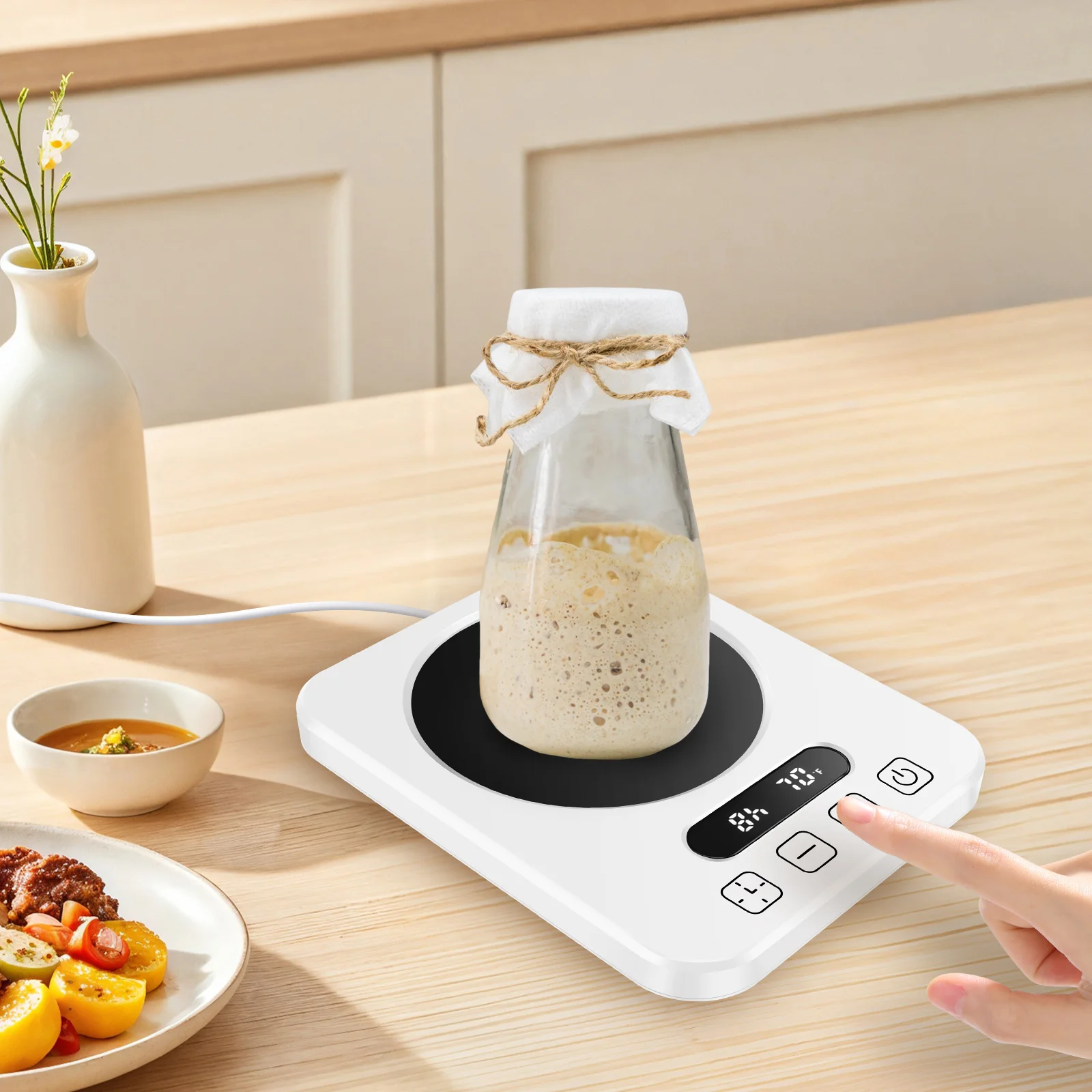 PC Sourdough Starter Warmer Temperature Control Dough Fermentation Thermostat Reservation Function Sourdough Warmer Mat for Home