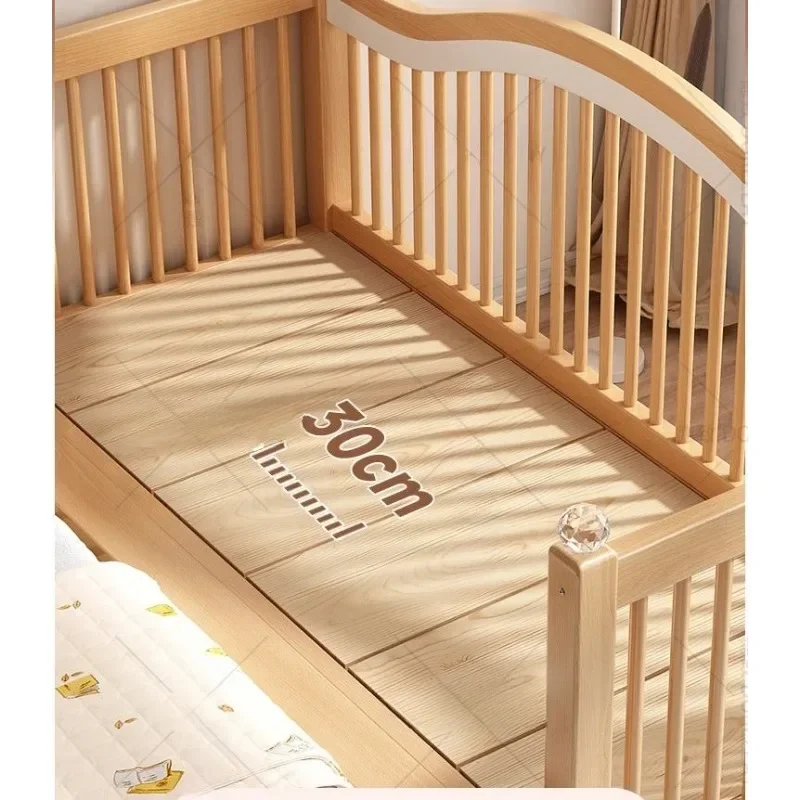 

Beech splicing crib widened child bedside bed solid wood splicing queen with guardrail baby