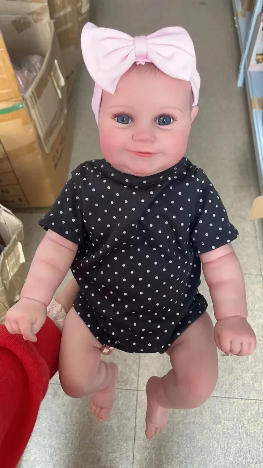 Boneca maddie reborn, 50cm, sorriso, menina, silicone completo, pele 3d realista, venis, muitas detalhadas, pintadas, coleção de arte popular