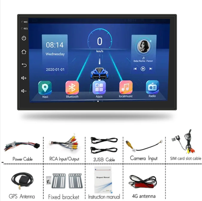 7 inch 2g 32g carplay DSP 4gsim 8 core android car radio stereo gps 2 din touch screen bluetooths video audio multimedia player