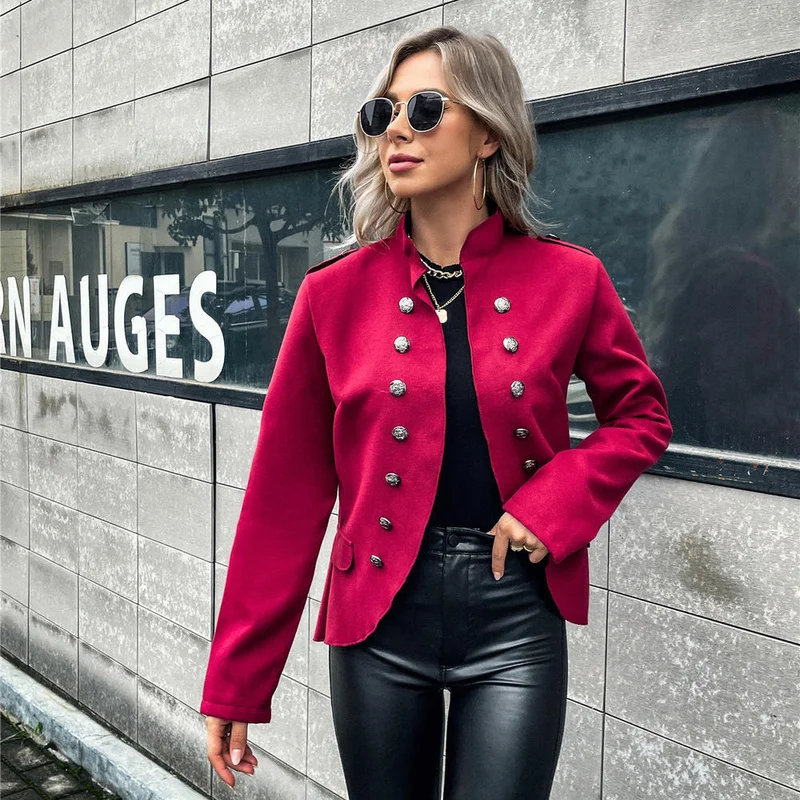 Blazers Office Women Solid Colors Double Breasted Slim Short Suit 2023 Spring Autumn New Fashion Multi Button Blazer Oversize