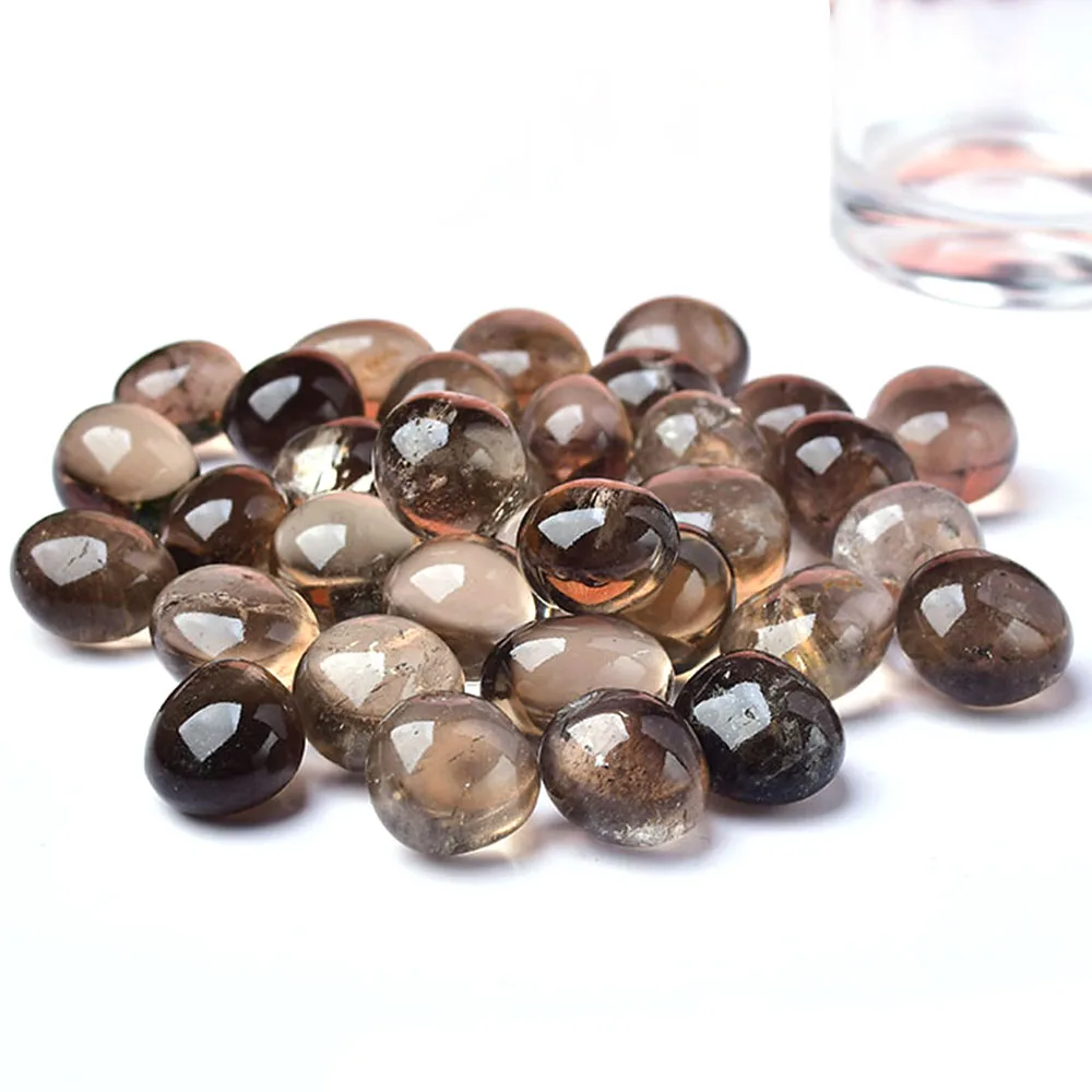 

Natural Tea Quartz Tumbled Stones Premium Healing Crystals Quartzs Energy Mineral Gemstones Set for Aquarium Lot wholesale