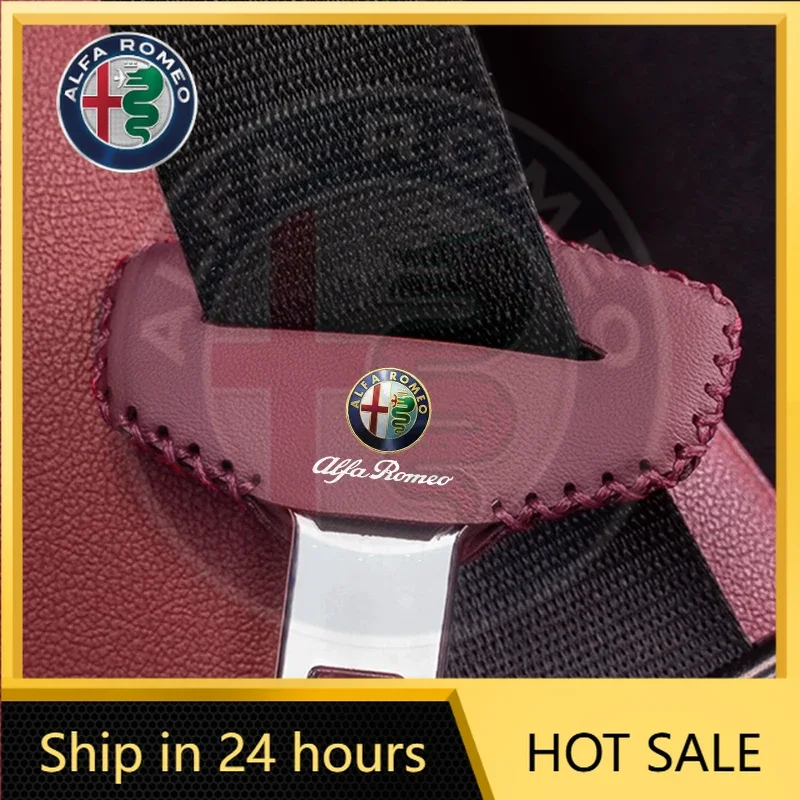 Suede Car Seat Belt Buckle Protector Anti-Scratch Cover For Alfa Romeo 159 Giulietta 156 147 Giulia Mito GT Stelvio Spider