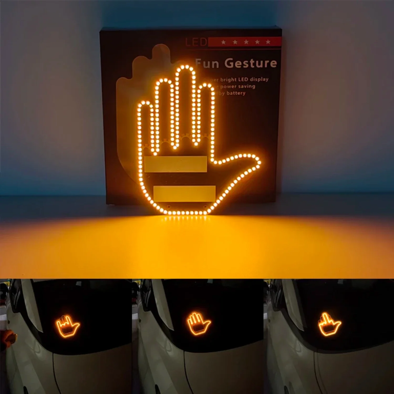 LED hand gestures light. Illuminate your surroundings and stand out from the crowd with this innovative and sleek car accessory.