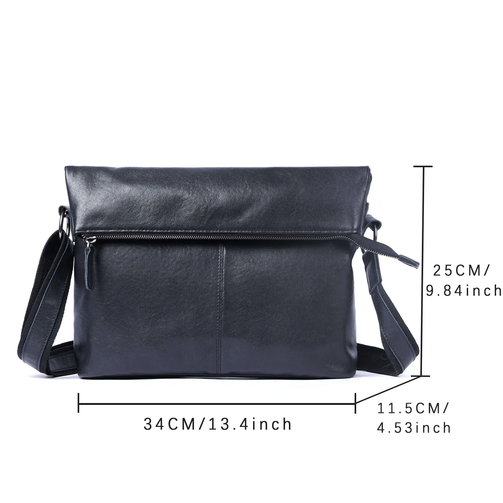 Echte Leder-Umhängetasche für Herren, Crossbody-Laptoptasche, einfache Rindsleder-Tasche aus pflanzlich gegerbtem Leder, modisch und lässig – Detail 3