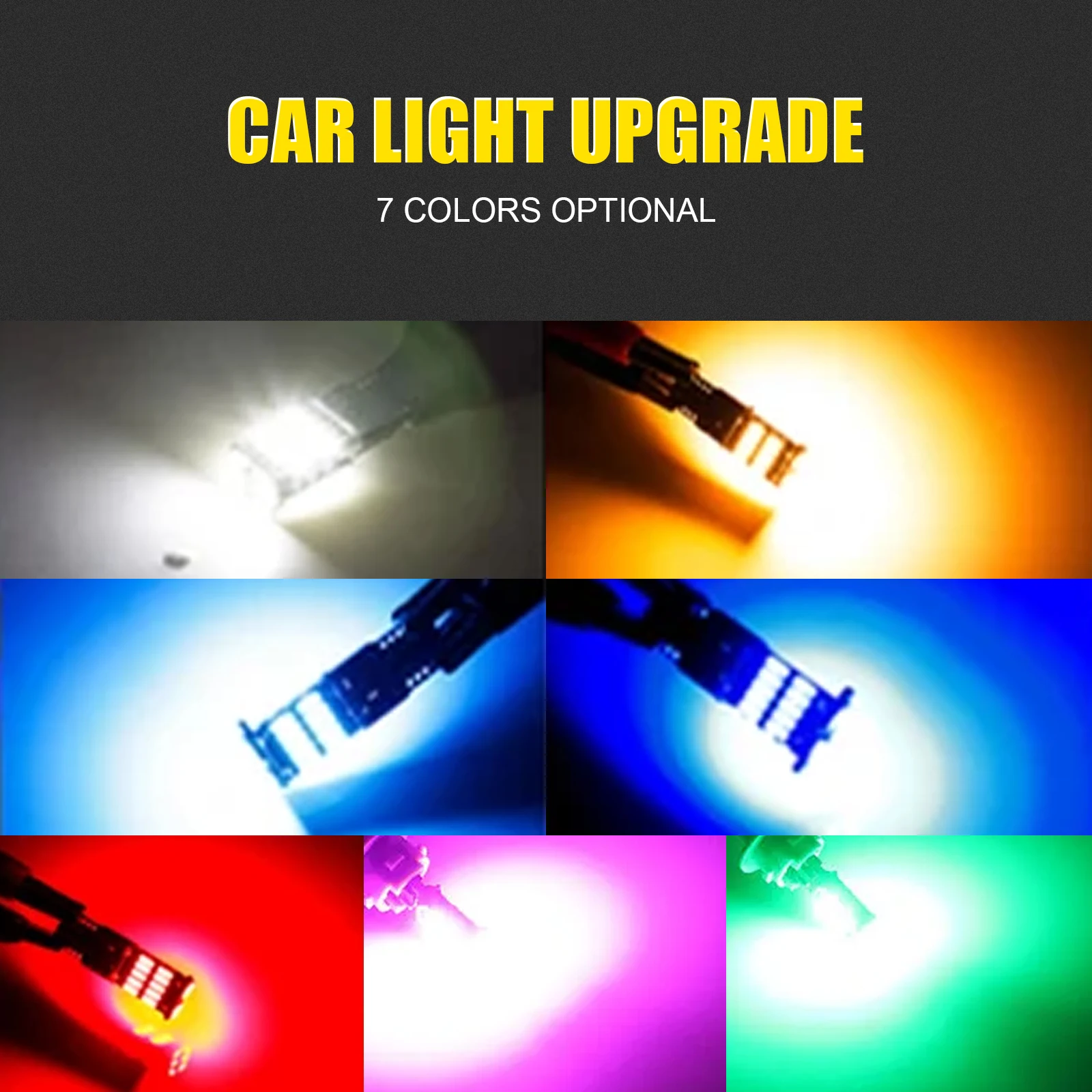 10pcs T10 LED W5W Bulbs Canbus free 6500K White 26smd Yellow Blue Pink Auto Signal Lamp Trunk Lamp Parking Lights 12V