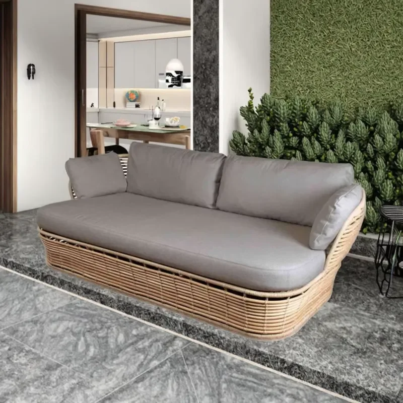 Rattan Garden Furniture Set Outdoor Sofa and Coffee Table Waterproof Patio Seating for Hotel Villa Yard