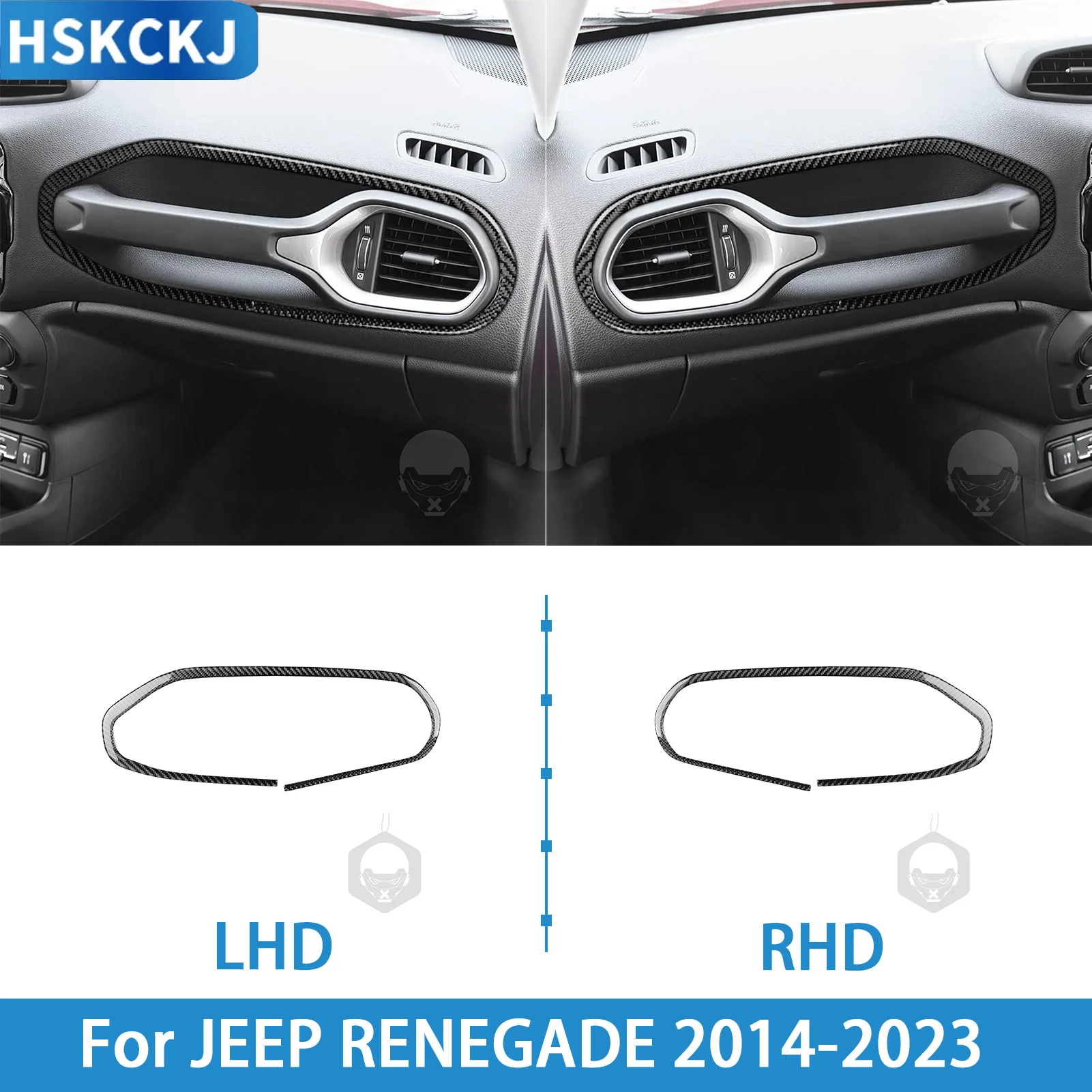 Carbon Fiber Interior Trim Sticker For Jeep Renegade 2015-2023 Passenger Side Dash Trim 1PC