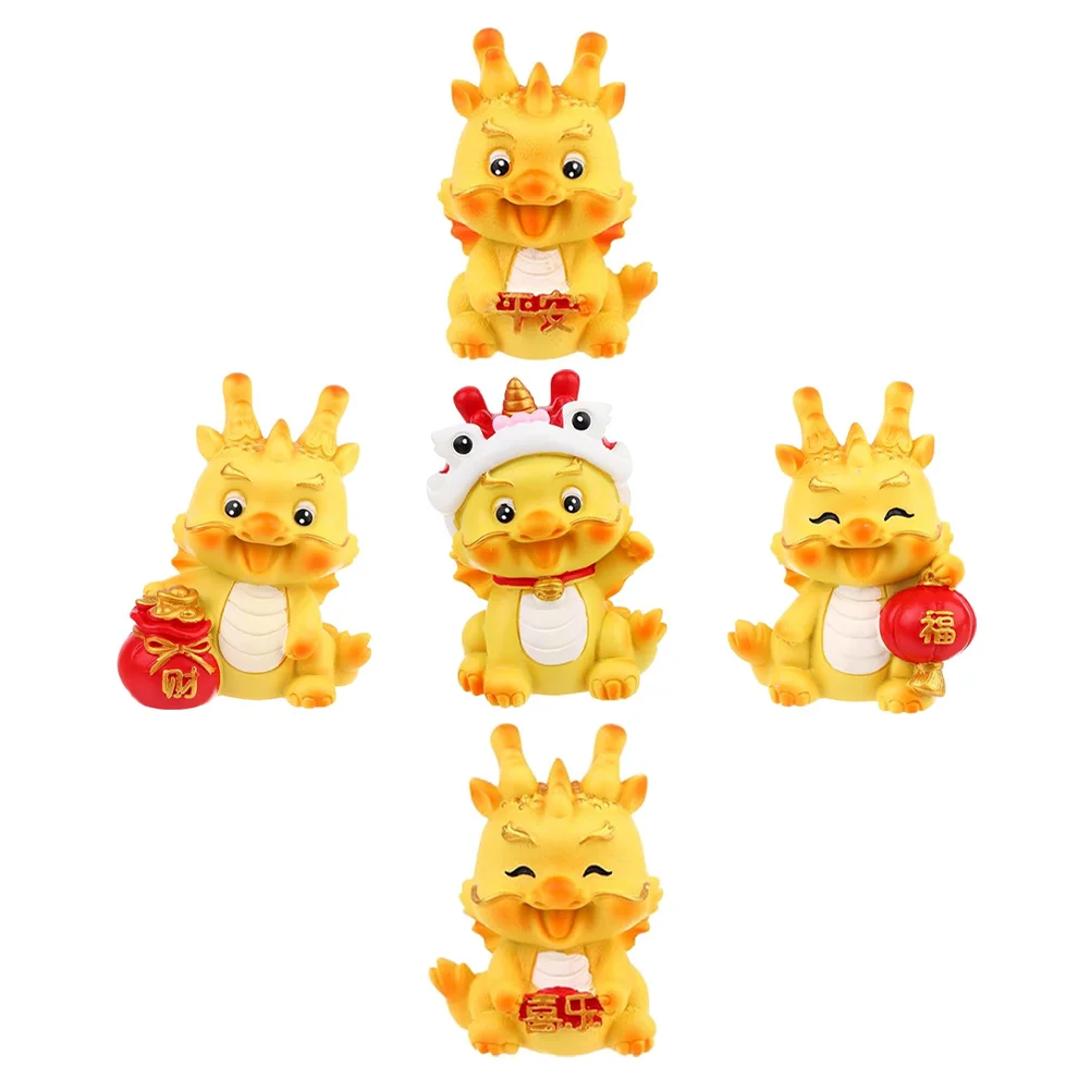 Adornos artesanales de resina, Mini decoraciones de dragón, decoración de escritorio para jardín, césped, adorno de escritorio, 5 uds.