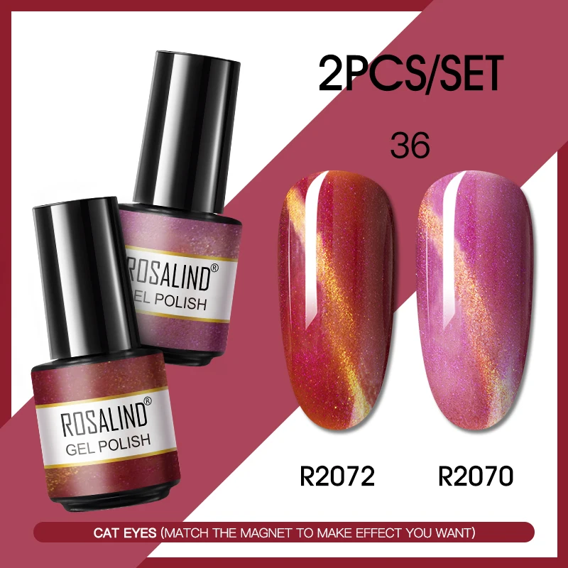 ROSALIND 2PCS Nail Gel Polish Set Eggshell Gel Semi Permanent UV/LED Lamp Hybird Combination Vanish Gel Polish DIY Design Kit