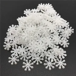 100pcs 14mm Multi-color Christmas Snowflake Flat Back Plastic Sheet Miniature Pattern DIY Christmas  Gifts Jewelry Accessories