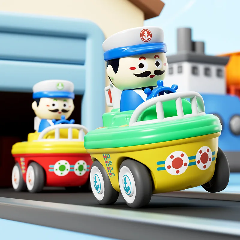 การ์ตูนจําลอง Naval Car Inertia รถของเล่นเด็กกดเลื่อนนกหวีด Naval Car Creative ดึงกลับรถของเล่นเด็กของขวัญ