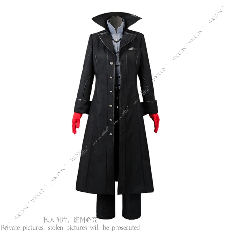 Amamiya ren anime coringa cosplay conjunto completo de roupas perucas luva máscara sobretudo preto uniforme cosplay jogo chuva palácio lótus