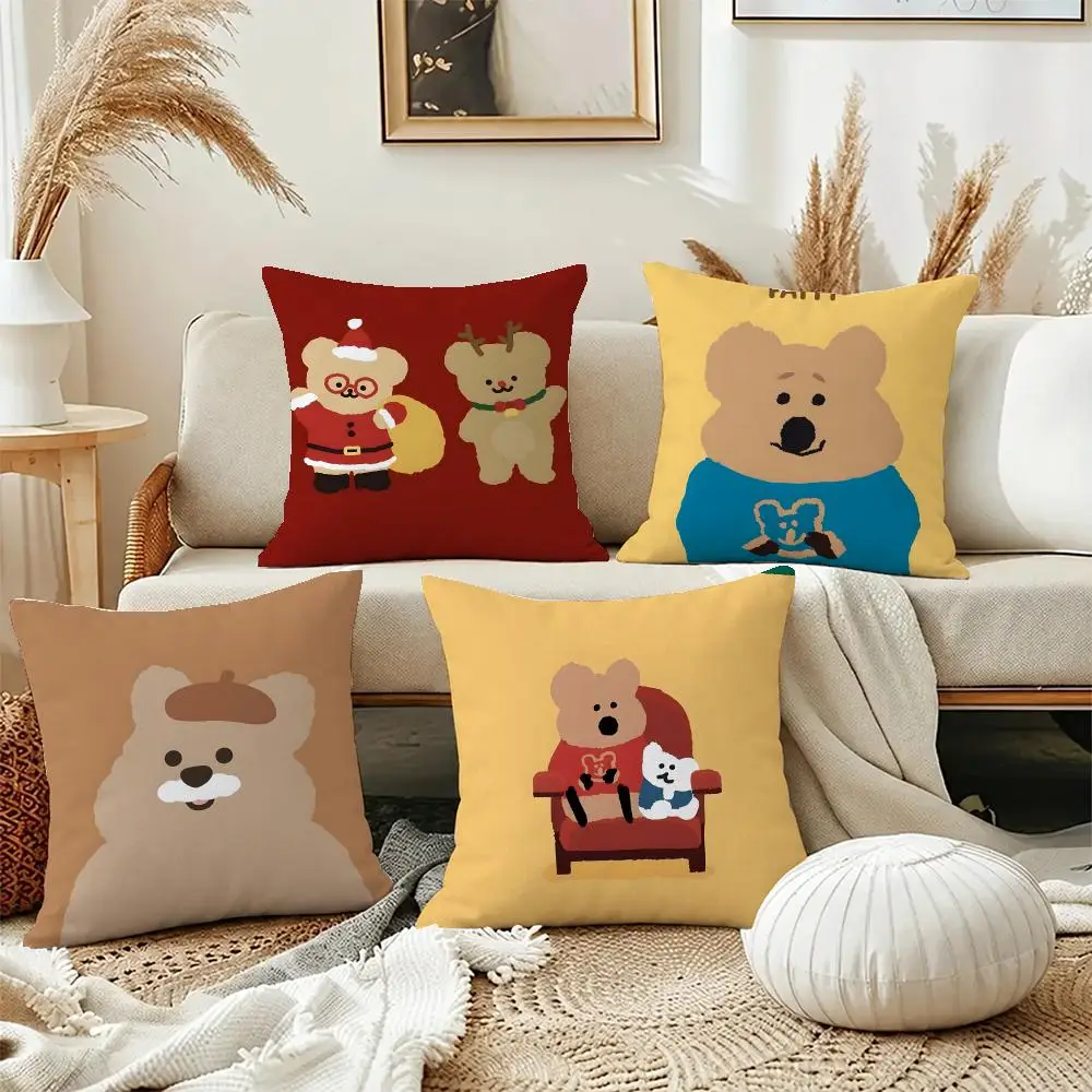 Cute Animal Quokka Cushion Cover Short Plush Pillowcase, Washable Wrinkle Resistant Cover for Bedroom Gift