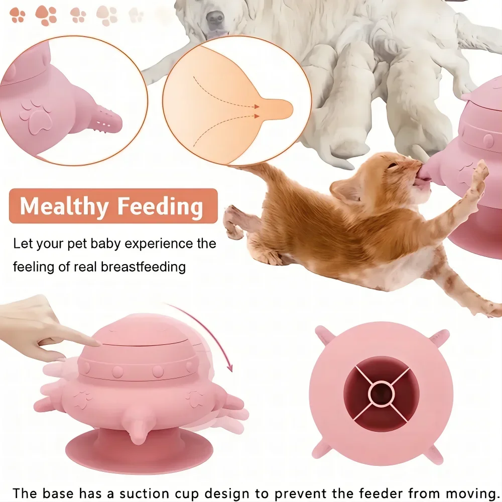 Pet Silicone Breast Feeder, Multifunctional Pet Pacifier Feeder, Puppy Feeding Bottles Food Storage Container for Kitten Dog Cat