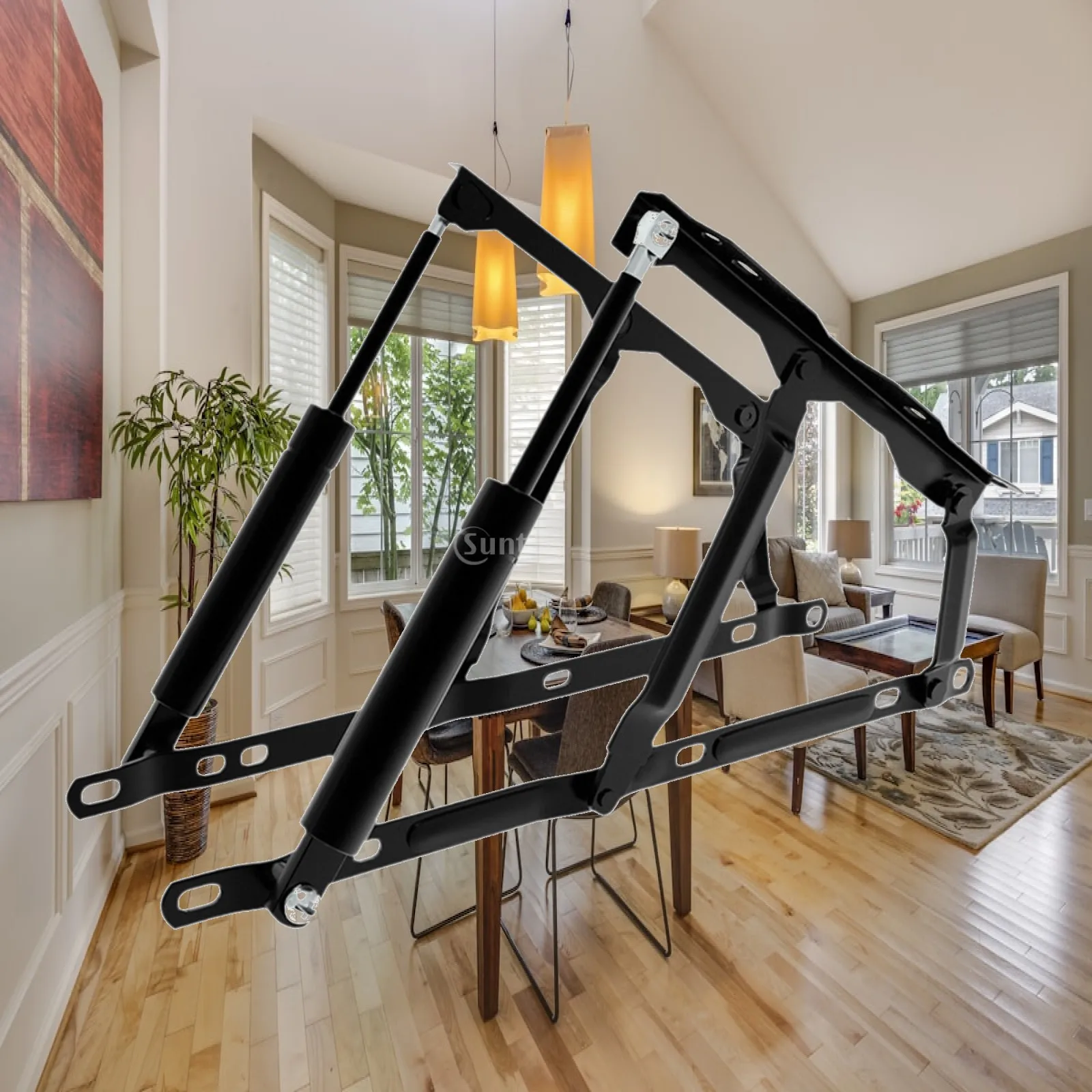 

Heavy Duty Hydraulic Furniture Lift Support Frame Black Effort Saving Hinge for Storage Beds