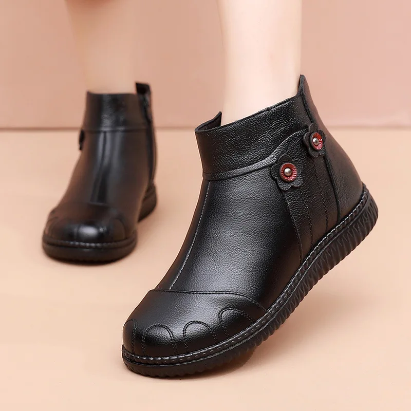 

Autumn and Winter Black Women's Boots Winter 2024 Fashion Casual Women Thick Plush Warm Snow Boots Lady Comfort Cotton Shoes