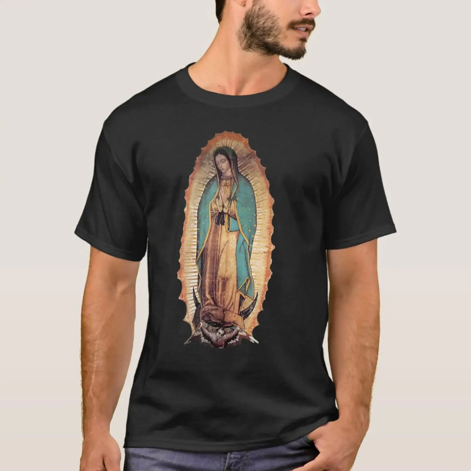 Our Lady of Guadalupe Saint Virgin Mary T Shirt vintage Washed Casual Breathable streetwear fashion Soft Comfortable