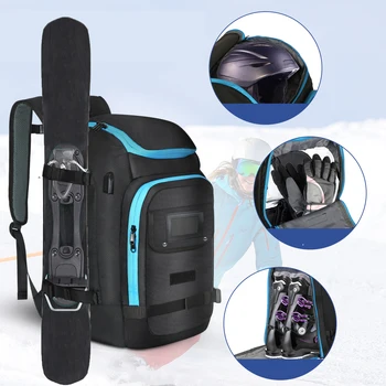 Bolsa para botas de esquí, mochila grande con capacidad para esquí al aire libre, Unisex, separación en seco y húmedo, almacenamiento impermeable, cascos, botas, guantes, Snowboard