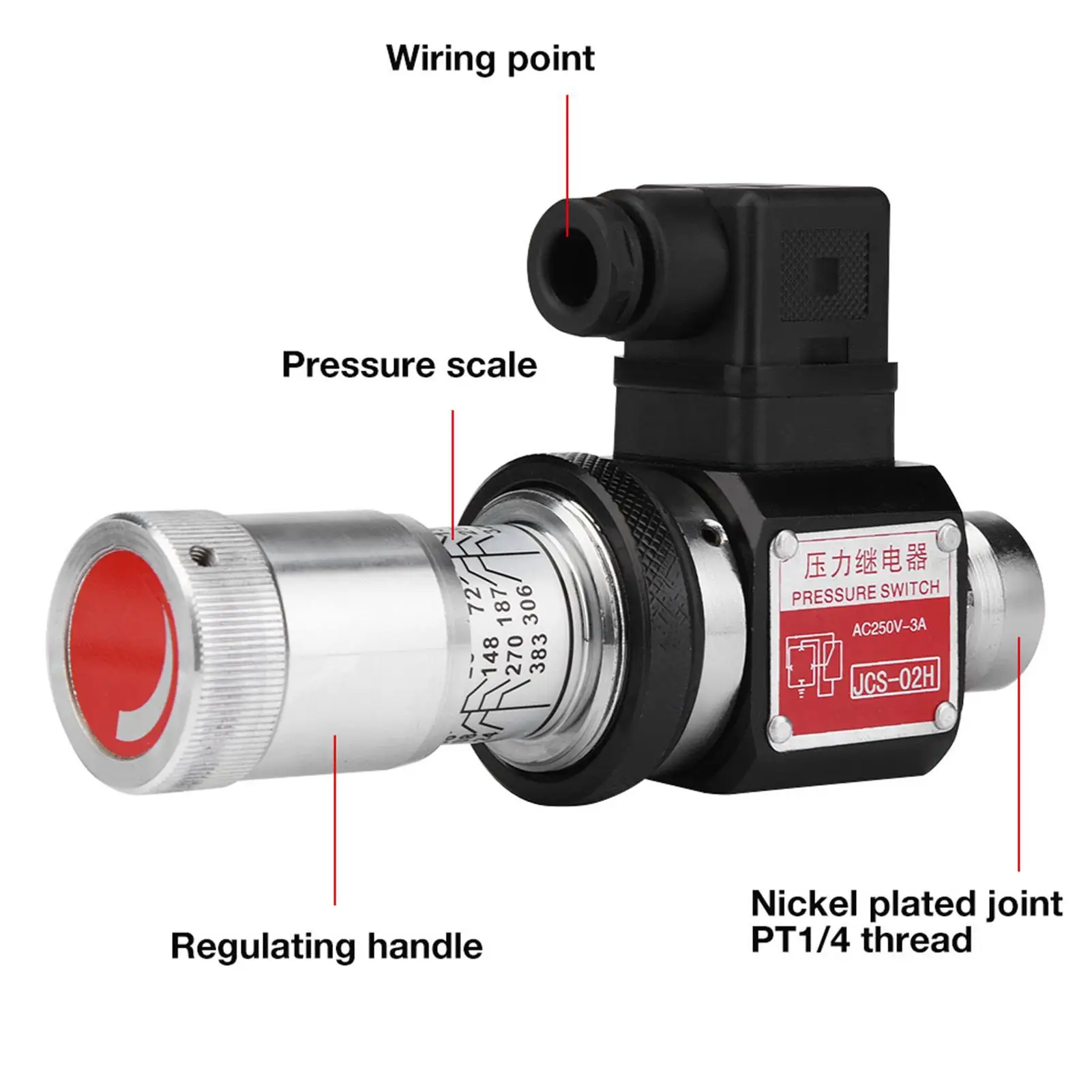 Relè pressostato idraulico JCS-02H 5-35MPa Tipo tubo 50-350 kg/cm2 per un controllo accurato della pressione