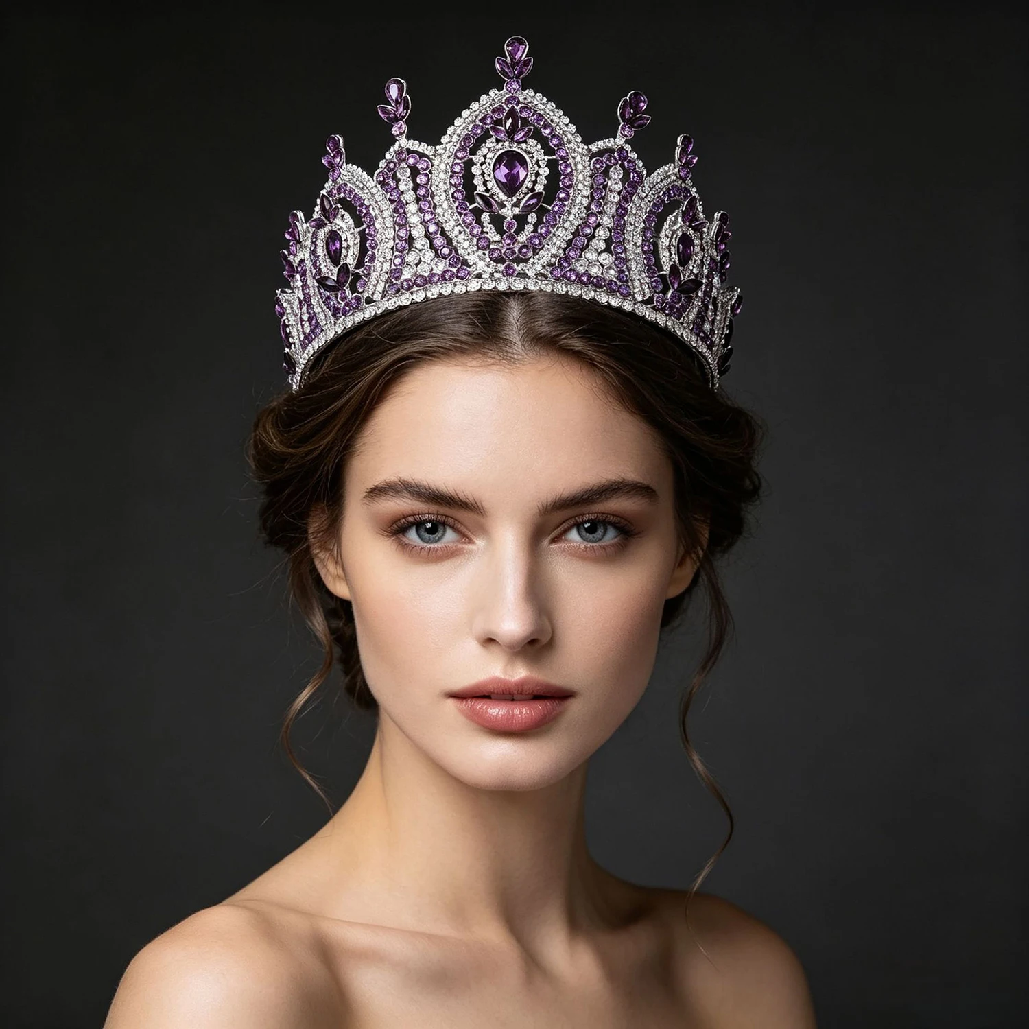 Royal Queen Crystal Bridal Crown Diadem Pageant Miss Tiaras Bride Wedding Dress Headdress Hair Jewelry Accessory