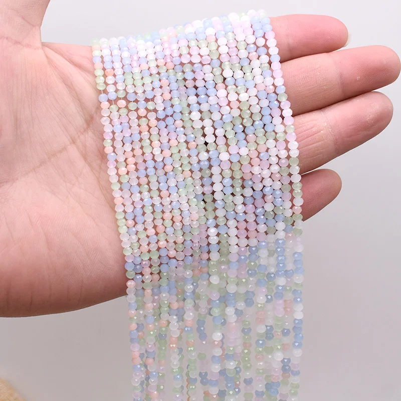 New Color Morgan Jades 2mm Crystal Rondelle Faceted Crystal Glass Beads Round Loose Spacer Beads for Jewelry Making DIY