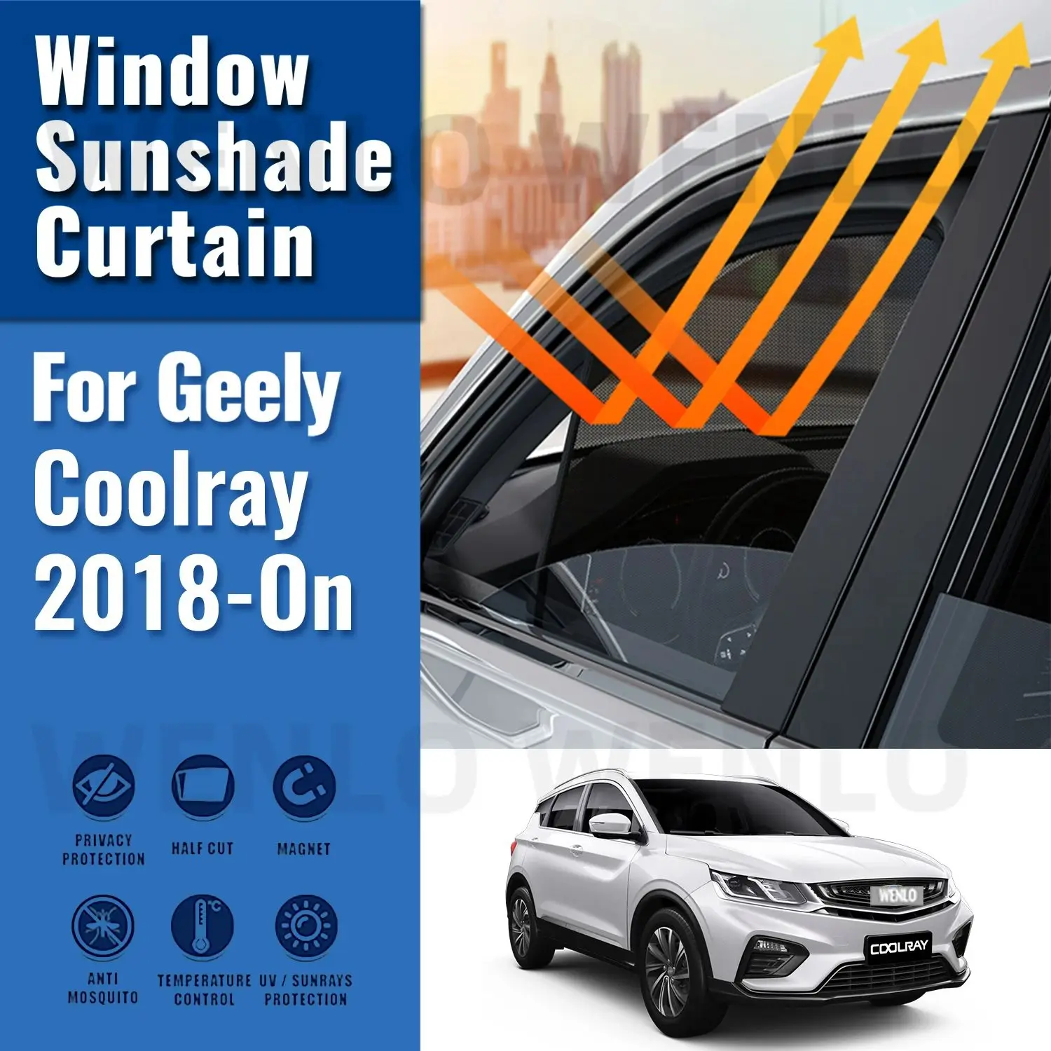 

For Geely Coolray SX11 2018-2023 2024 Magnetic Car Sunshade Front Rear Windshield Frame Curtain Side Window Sun Shade