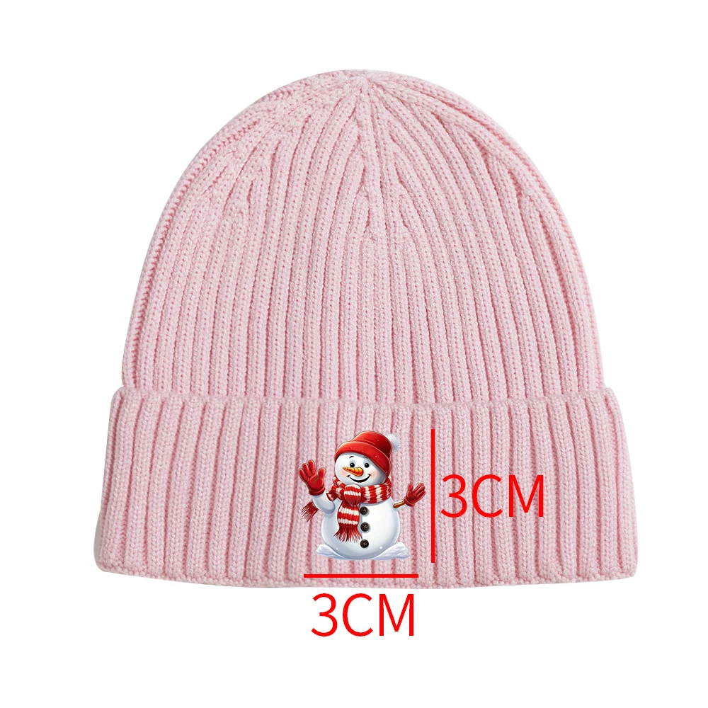 Autumn and winter warm woolen cold hat trend thick needle core-spun yarn light board outdoor versatile Christmas snowman atmosph