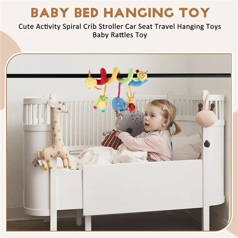 B24C-Cute Activity Spiral Crib Stroller مقعد السيارة للسفر معلق خشخيشات الأطفال #5
