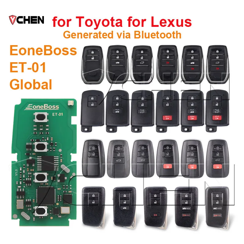 

EoneBoss ET-01 Smart Remote For Toyota Land Cruiser Levin Highlander Camry Corolla RAV4 Prado for Lexus Car Key Fob 4D 8A Global