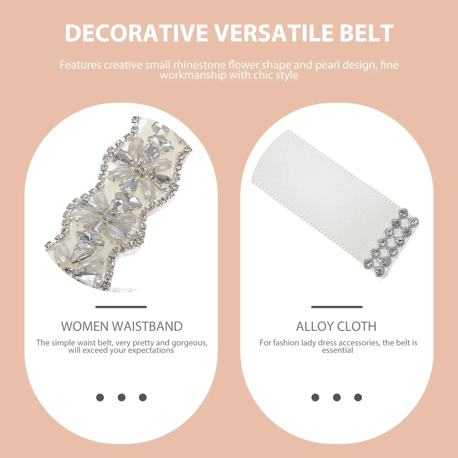 1pc Rhinestone Pearl Waist Belt Silver Crystal Alloy Bridal Decorative Belt For Women Wedding Dress Accessory Female Waistband