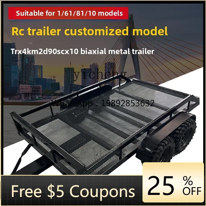 

1 large trailer biaxial metal flat panel remote control climbing 1/10 small trailer bucket TRX4 series universal
