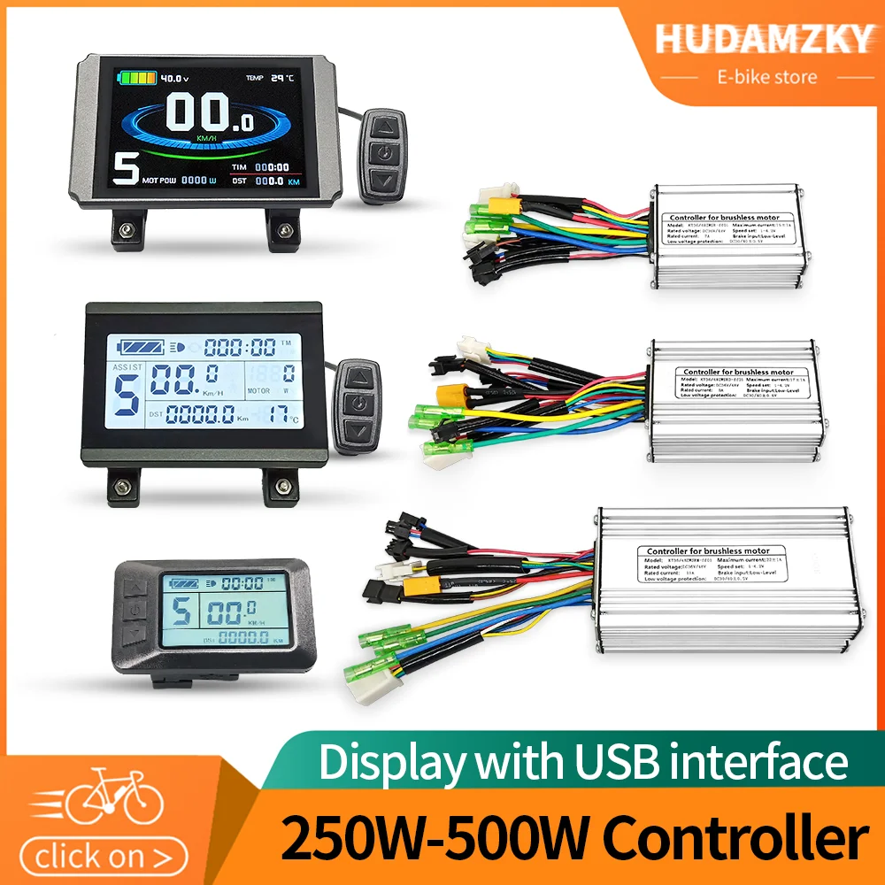 KT Ebike 15A 17A 22A 250W-500W Controller and 36V/48V LCD3U LCD7U LCD8HU Display with USB Electric Bicycle Display Controller