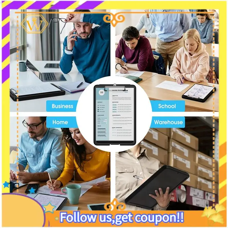 أحدث حافظة مع مجموعة تخزين مكونة من 6 قطع، 8.5 × 11 بوصة، حافظة تخزين مع مشبك منخفض، للوازم المدرسية المكتبية #4