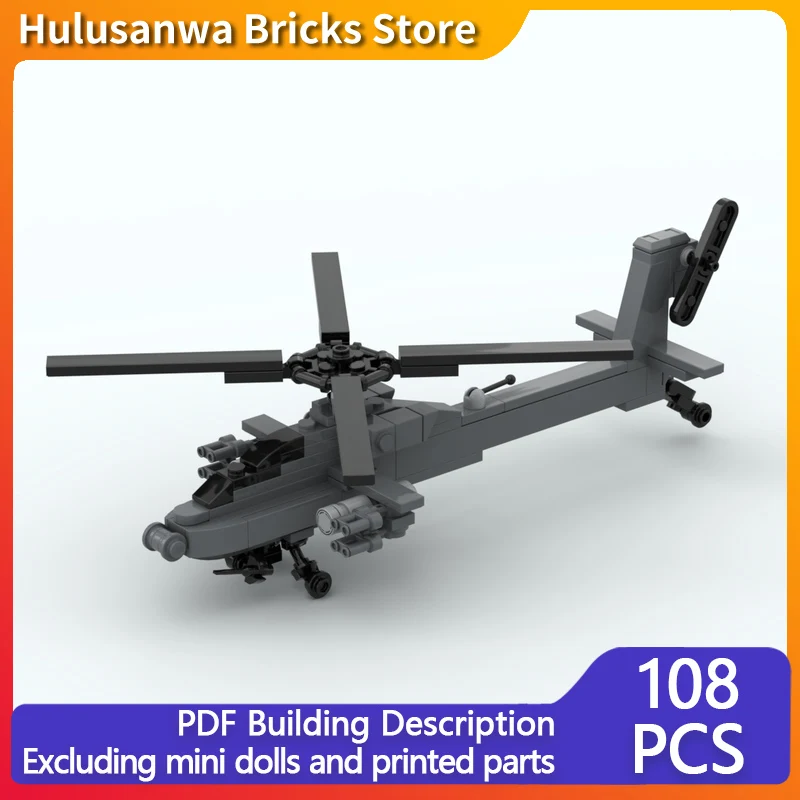 

AH-64 Apache Helicopter Model MOC Building Bricks War Equipment Modular Technology Assemble Children Toys Suit Gifts Holiday
