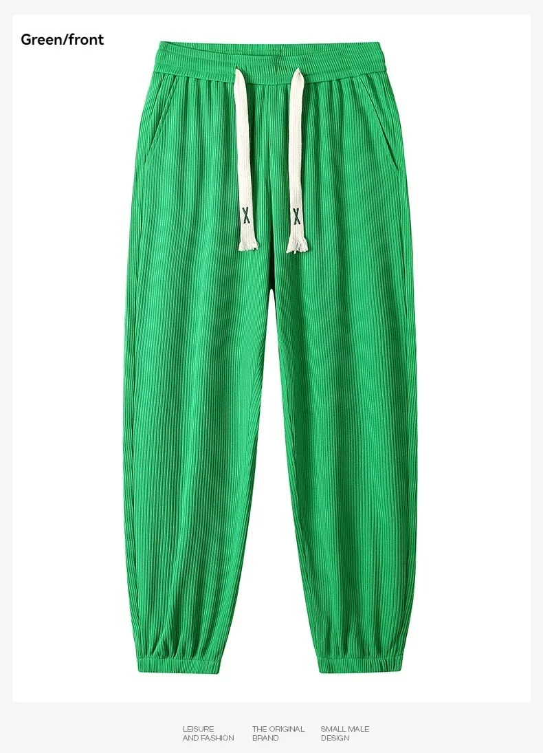 กางเกงลำลองของผู้ชายผ้าไอซ์ซิลค์แห้งเร็วใหม่ฤดูร้อนกางเกงกีฬากลางแจ้งอเนกประสงค์ทรงหลวมใส่สบายทันสมัย