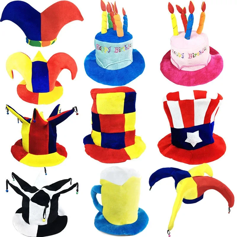 

Cosplay Clown Hat Children Adult Football Fan Beer Carnival Birthday Hat National Flag Hats Cap Costume Props