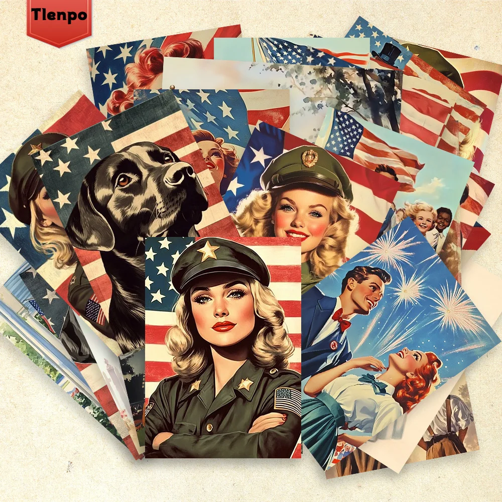 

32pcs, Vintage American Patriotic Postcards, Birthday/Anniversary Gifts, Collectibles, Suitable for Gift Giving, Can be Mailed.