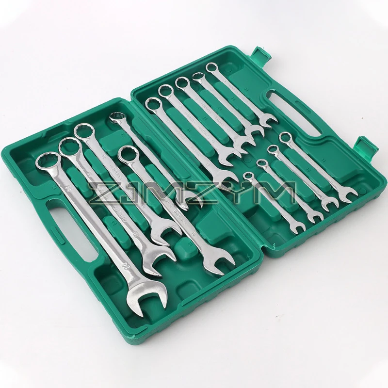 14PCS Combination Wrench Set Dual-Purpose Metric and Standard Mechanics Wrenches with Compact Storage Box