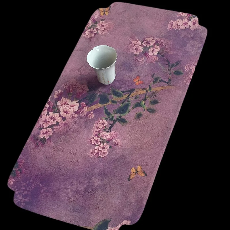 Intangible Cultural Heritage Double Sided Xiangyun Silk Round Tea Mat, Begonia Floral Oriental Tea Ceremony Table Accessory