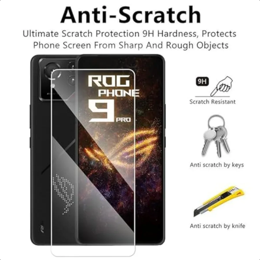 Confezione da 3 pellicole protettive per schermo Asus ROG Phone 9 Pro in vetro temperato [99,99 HD Clear] [9H Hardn] [Friendly pellicola] per telefono Asus ROG