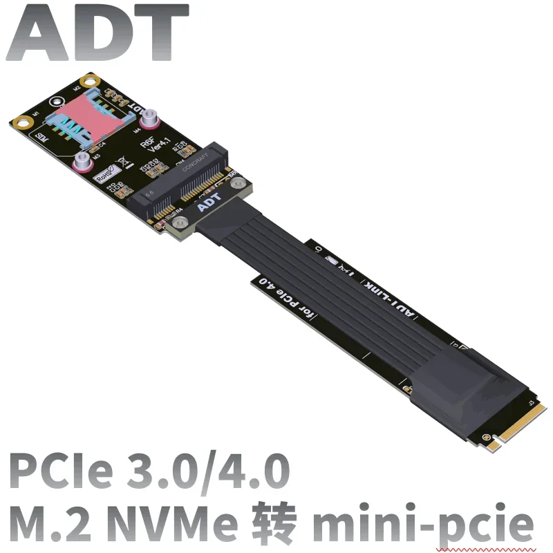 M.2 NVMe M key Transfer Mini-pcie удлинительные кабели pcie4.0 3,0 ADT