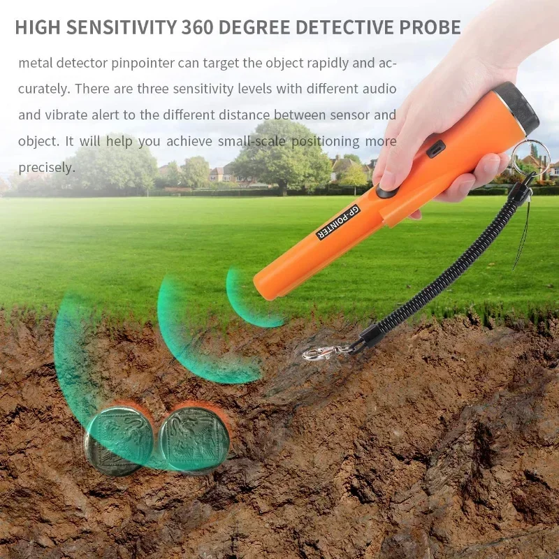 Professional Waterproof Handheld Metal Detector for Coin Gold, Waterproof, Free Shipping, Pointer Pinpoint